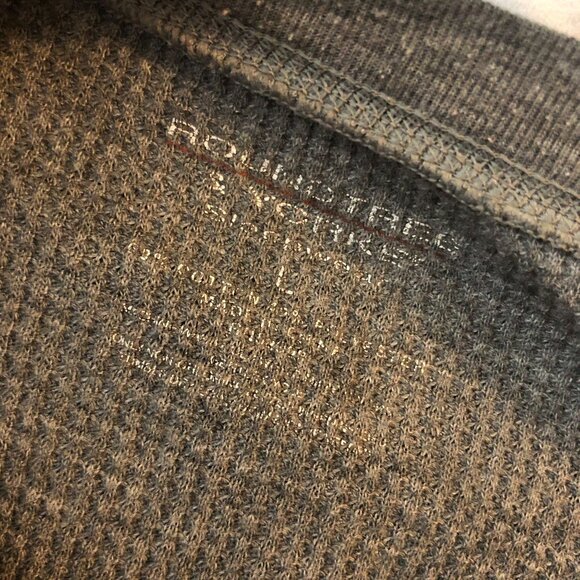 Roundtree & Yorke Mens Gray Waffle Knit Long Sleeve Thermal Henley Shirt Size L - Picture 3 of 3